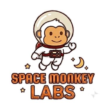 Space Monkey Labs lockup, white variant